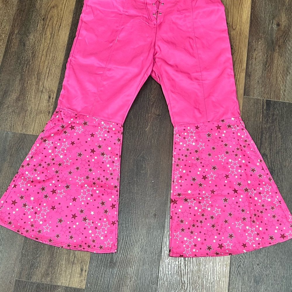 Barbie cowgirl Pink Star Kids Bell Bottoms Sz 12